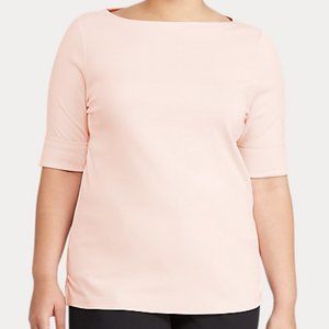 Ralph Lauren Stretch Cotton Boat Neck Tee Pink